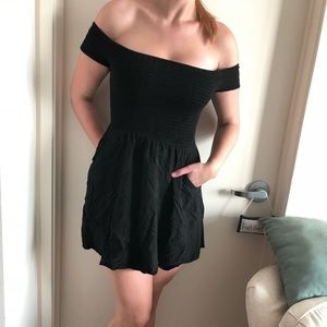 Express off the shoulder smocked dress w/ pockets